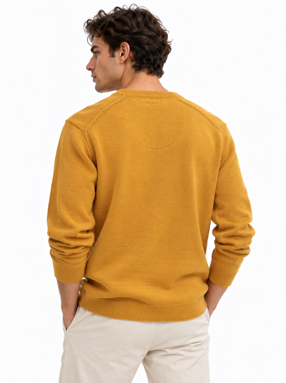 Mustard Knit Sweater Back View.png